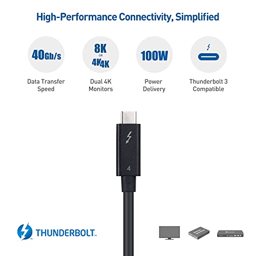 ענייני כבלים [Intel Certified] 40GBPs Thunderbolt 4 כבלים עם טעינה של 100 וואט וווידיאו 8K & [Intel Certified]